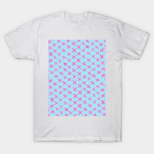 X stitches pattern - pink and blue T-Shirt